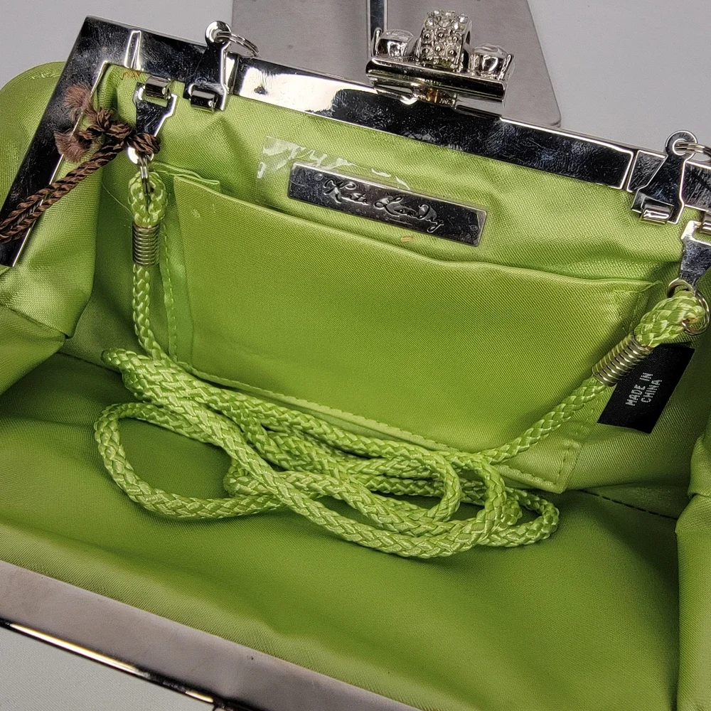 Kate Landry Elegant Lime‎ Green Quilted Clutch. P188